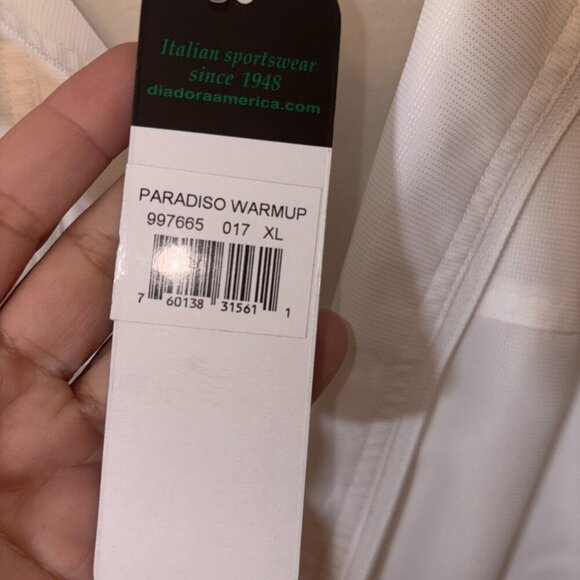 NWT VINTAGE DIADORA FULL-ZIP WARM UP JACKET BLUE WHITE XL RETRO WINDBREAKER - Picture 5 of 11